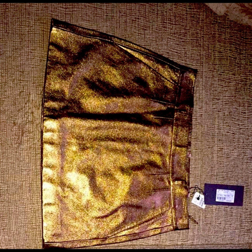 Gucci Gold Leather Mini Skirt